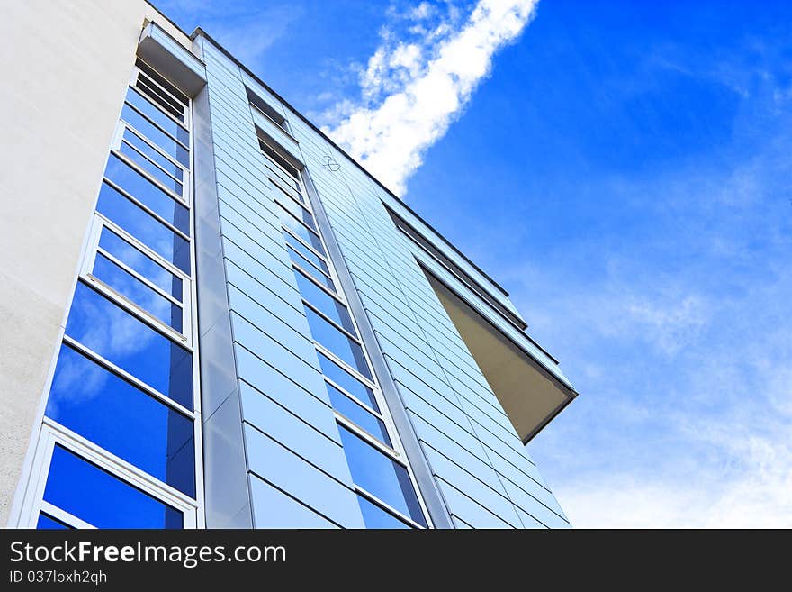 Modern building over blue sky