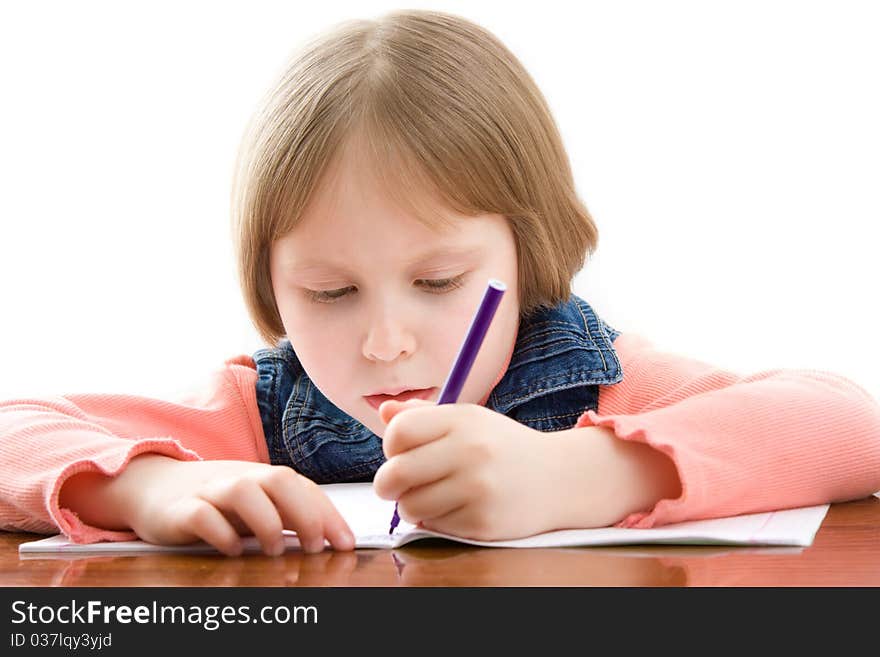 Girl wrote on the table