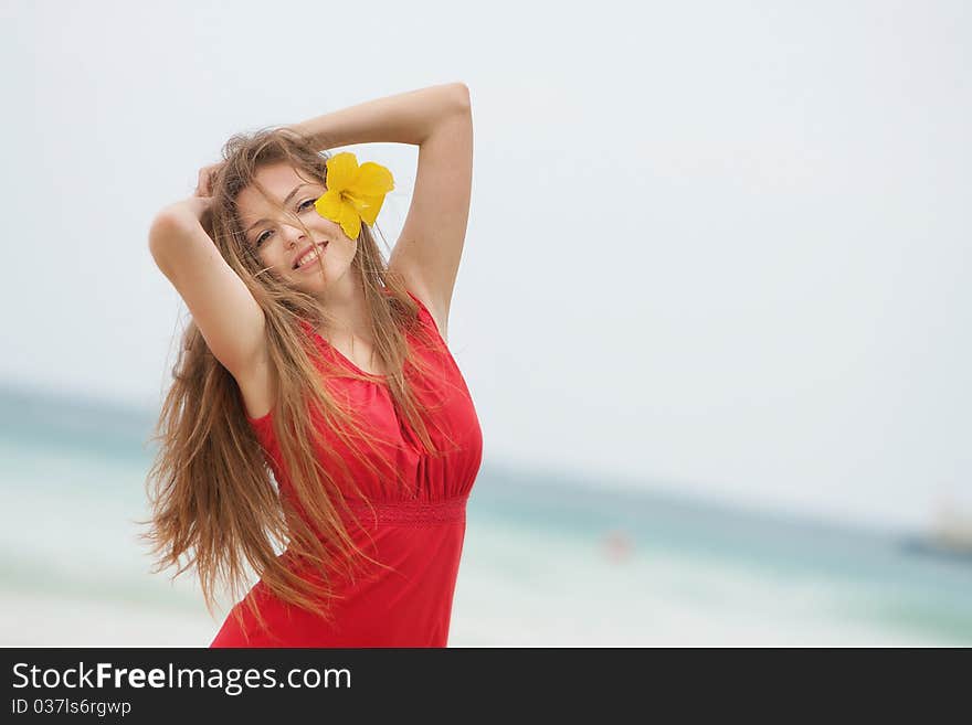 Young woman on natural background