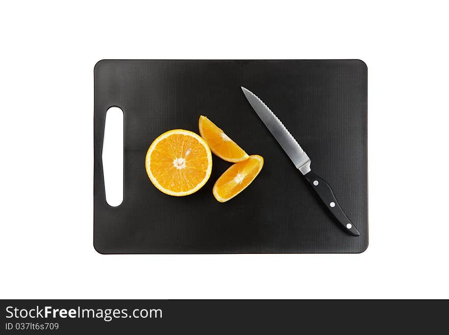 Cutting board with oranges