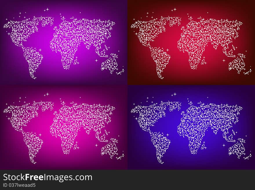 A stylized maps of the world. A stylized maps of the world