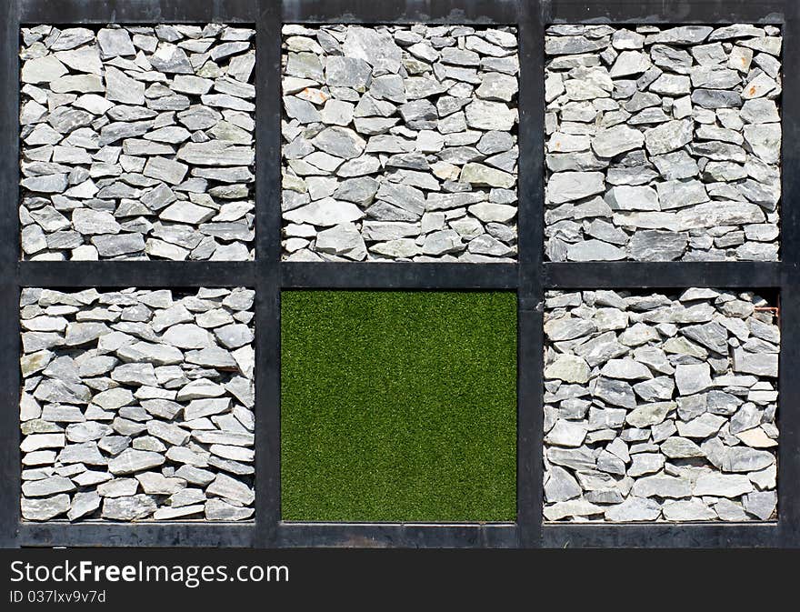 Rock And Artificial Grass Wall