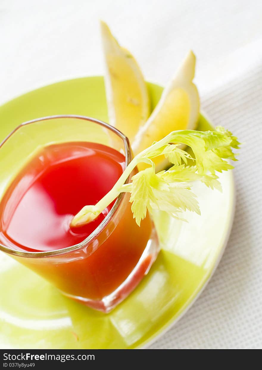 Fresh tomato juice or Bloody Mary with celery