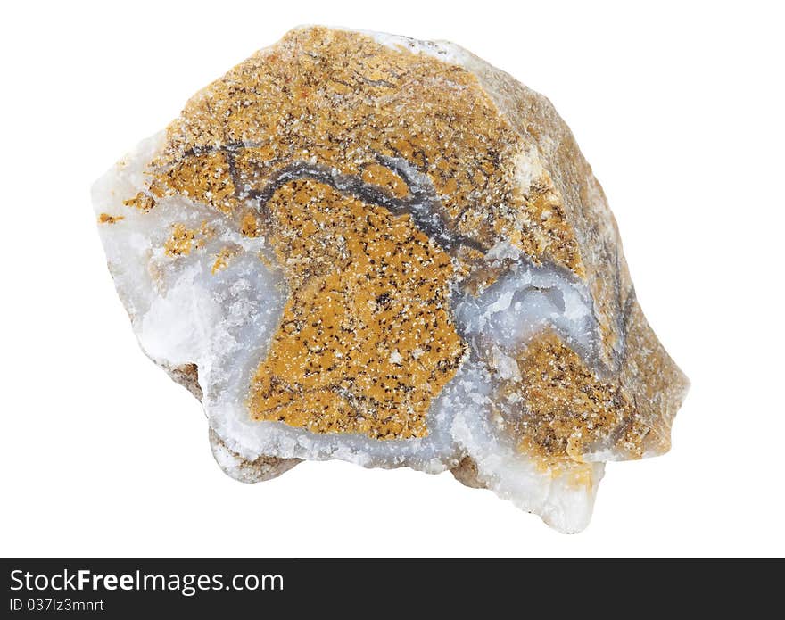 A sample of the mineral chalcedony isolated on a white background