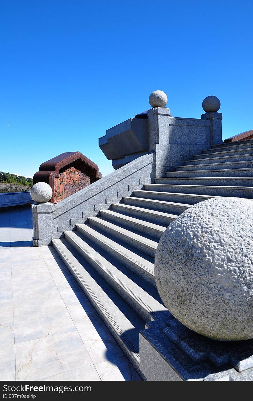 The stone ball and stair on the way to temple - chiang mai , thailand. The stone ball and stair on the way to temple - chiang mai , thailand