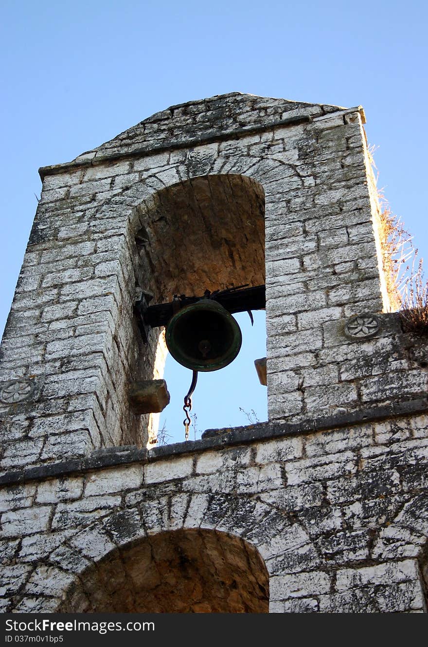 Bells hanging from the ancient monastaries at Meteora in Greece. Bells hanging from the ancient monastaries at Meteora in Greece.