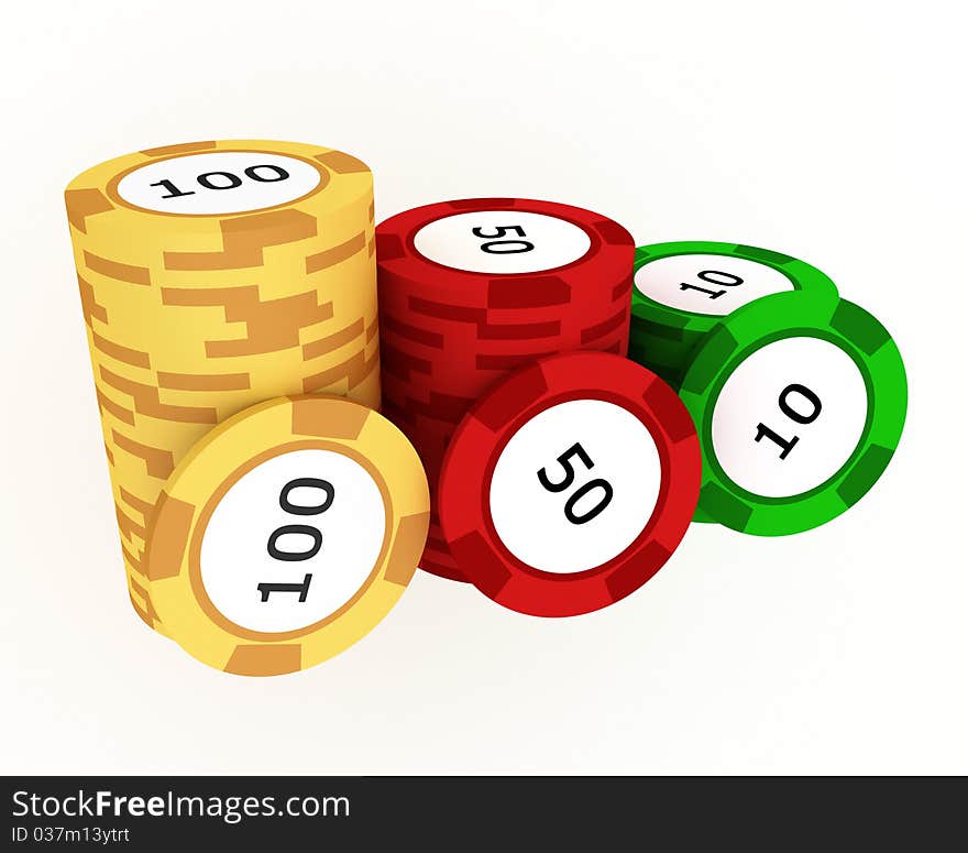 Poker chips isolated on white