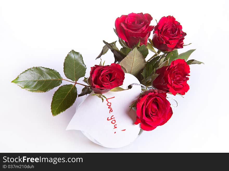 Red roses with white heart