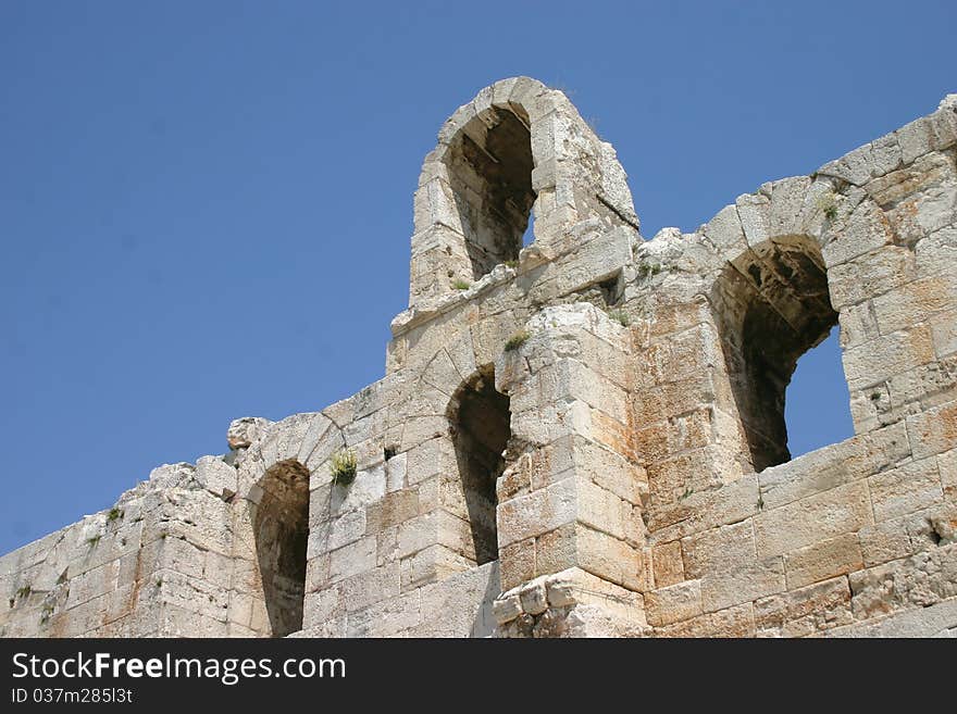 A set of arches at the ancient site of Acropolis in Athens, Greece. A set of arches at the ancient site of Acropolis in Athens, Greece.