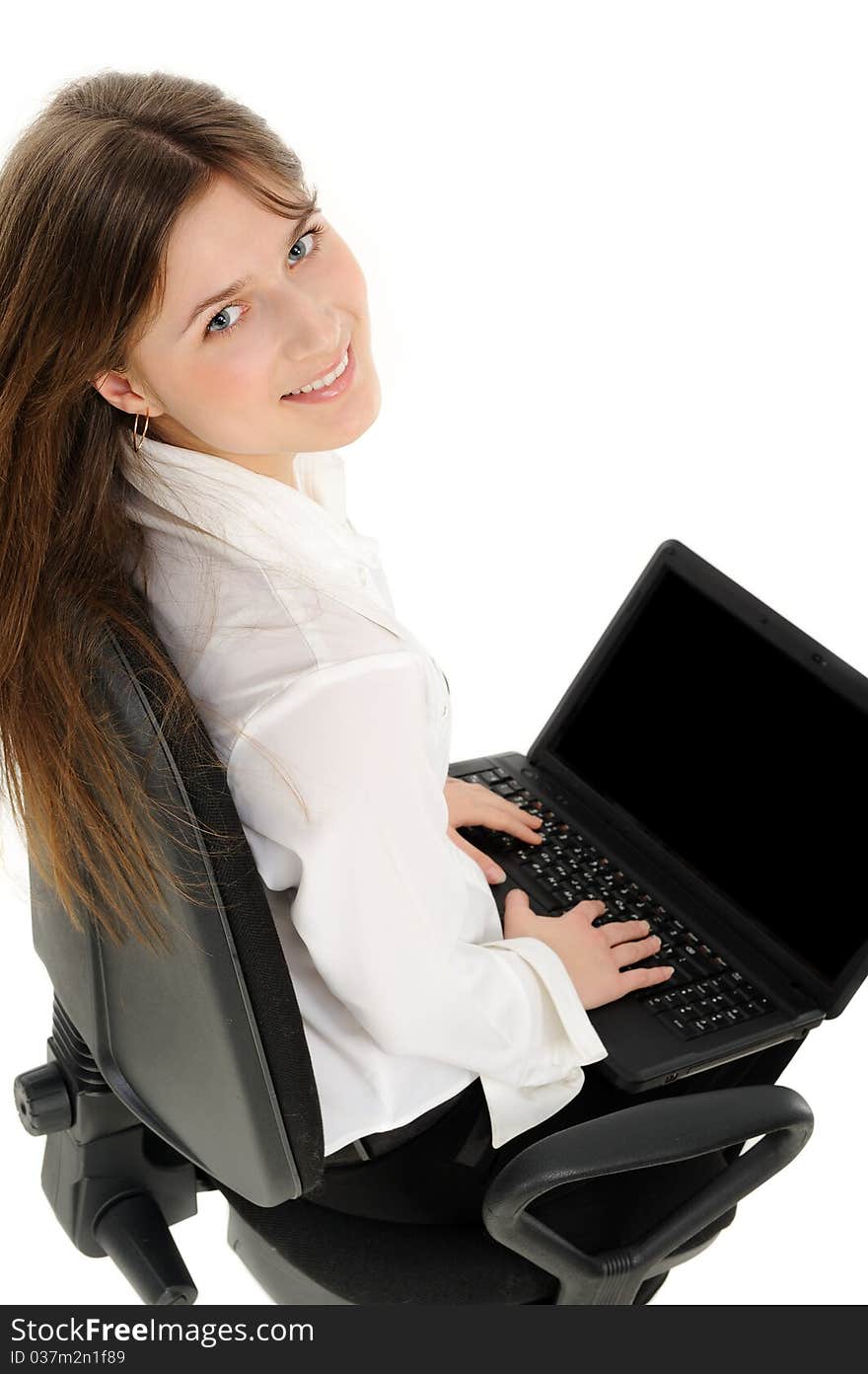 Portrait of beautiful business woman with laptop. Portrait of beautiful business woman with laptop