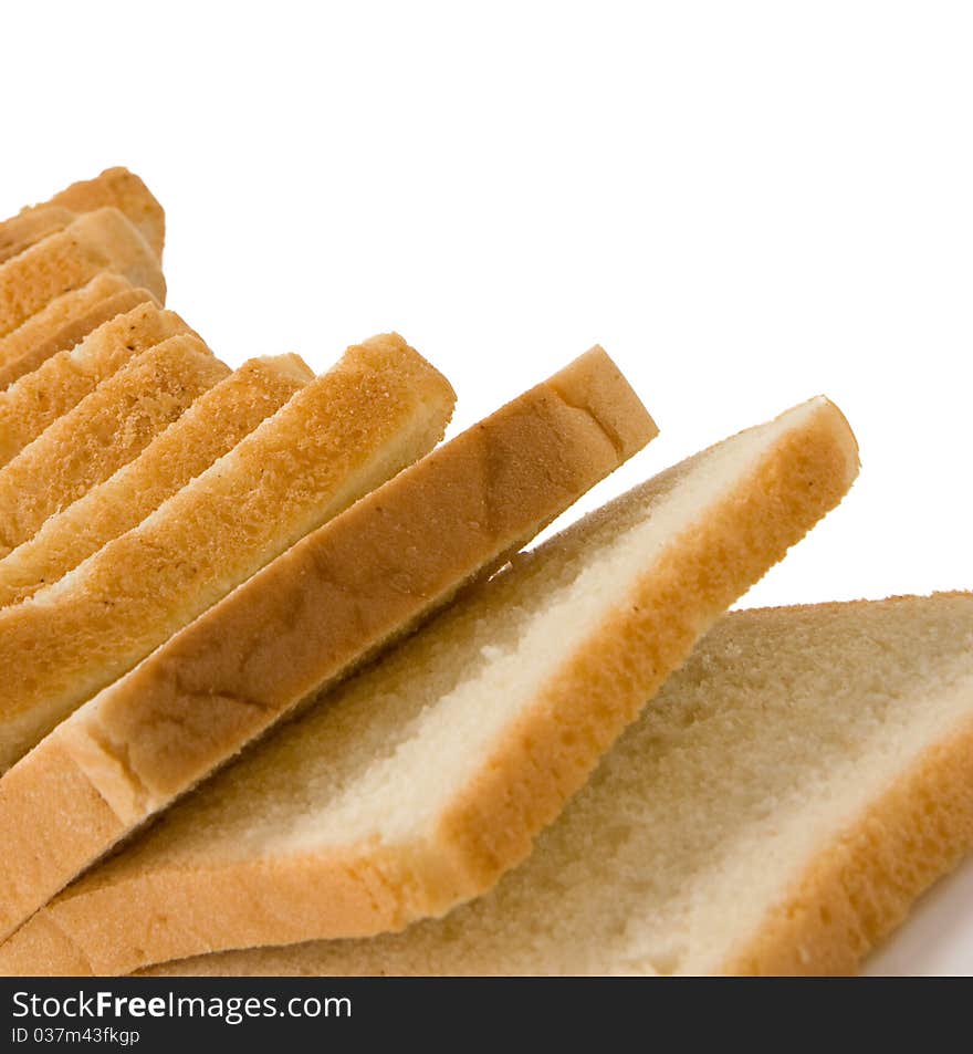 Sliced loaf of bread isolated on white background