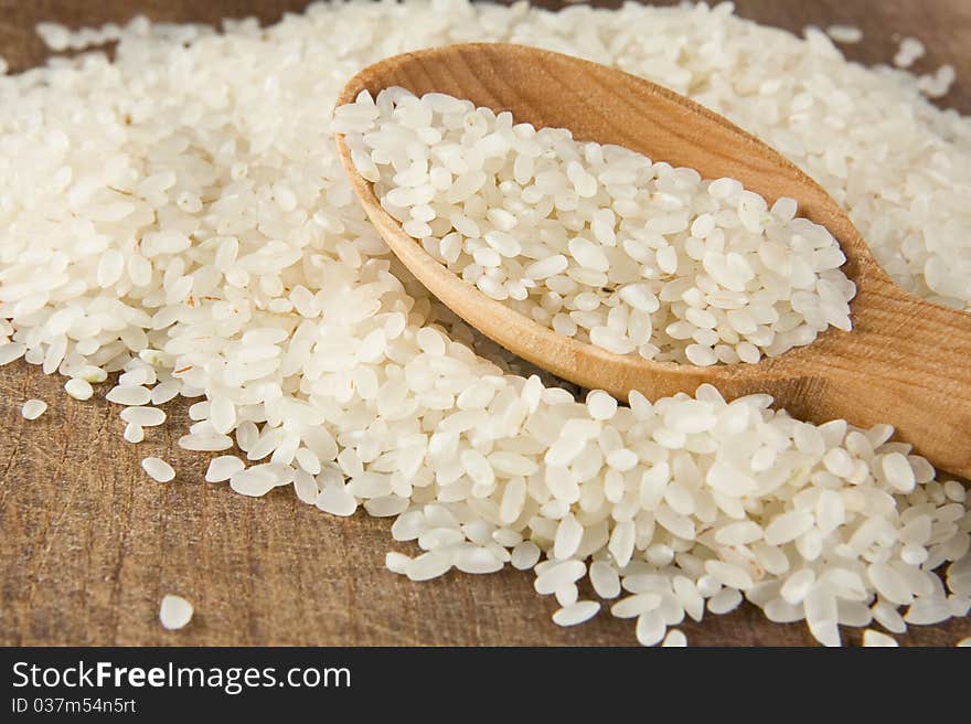 Rice grain in spoon