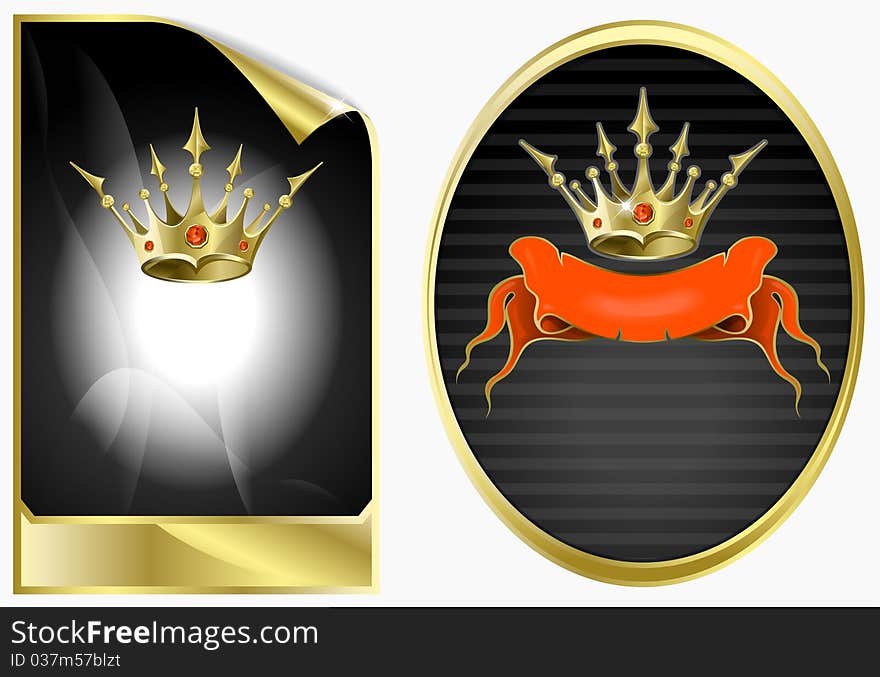 Background in ancient style with a gold crown