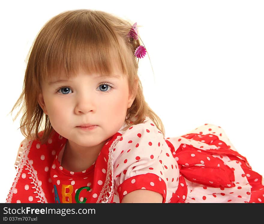 Cute little girl on white. Cute little girl on white