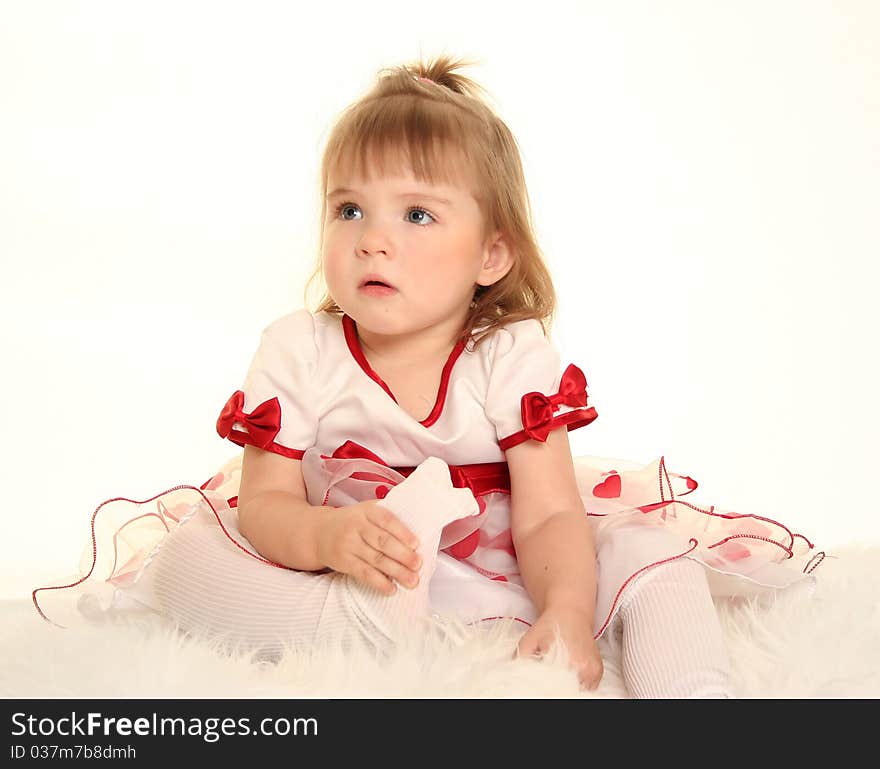 Cute little girl on white. Cute little girl on white