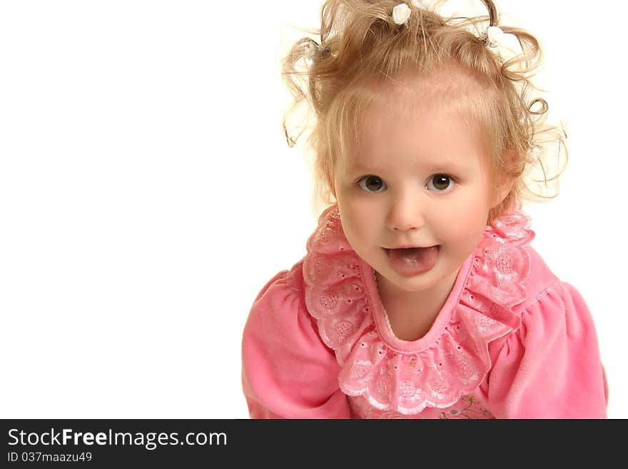 Cute little girl on white. Cute little girl on white