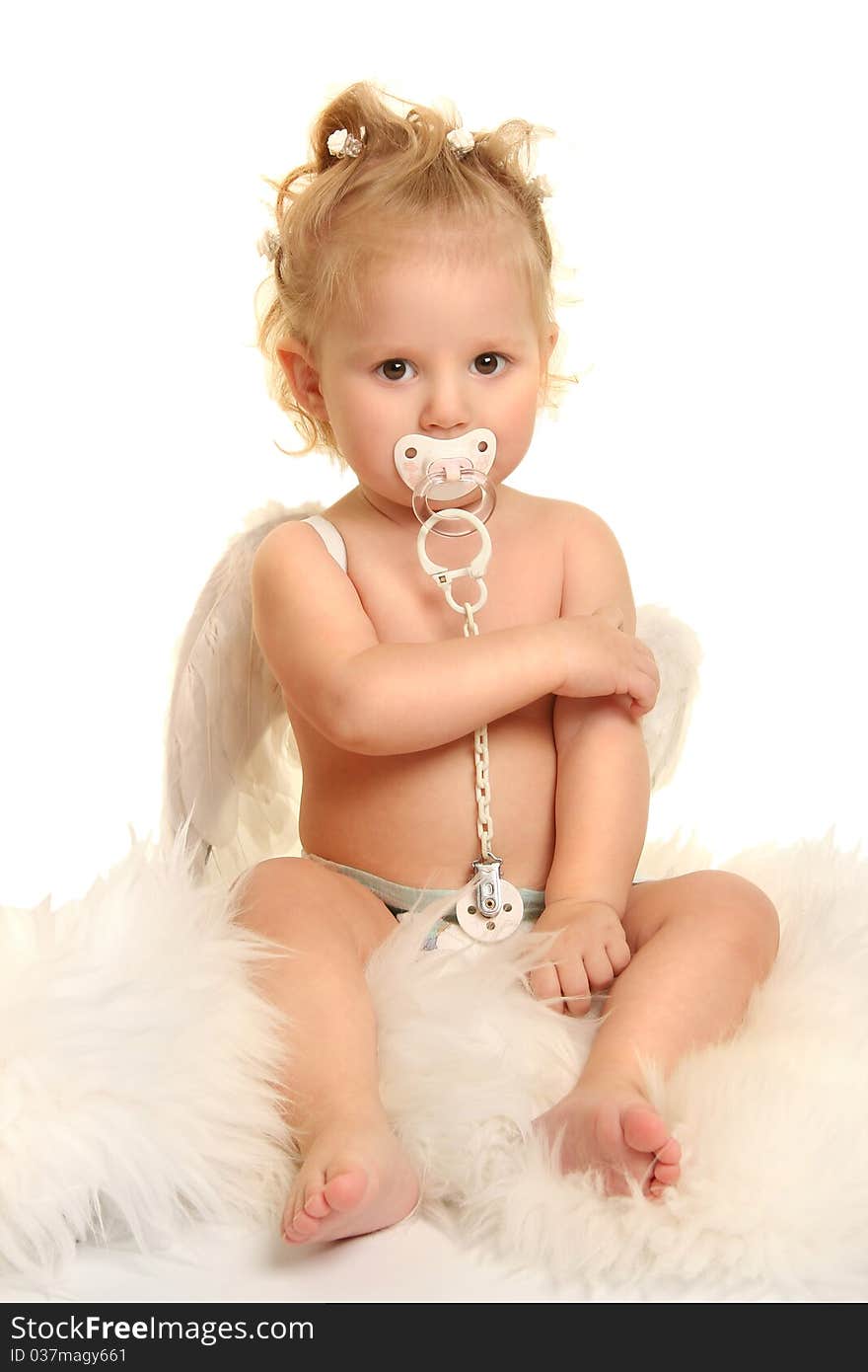 Cute little angel on white. Cute little angel on white