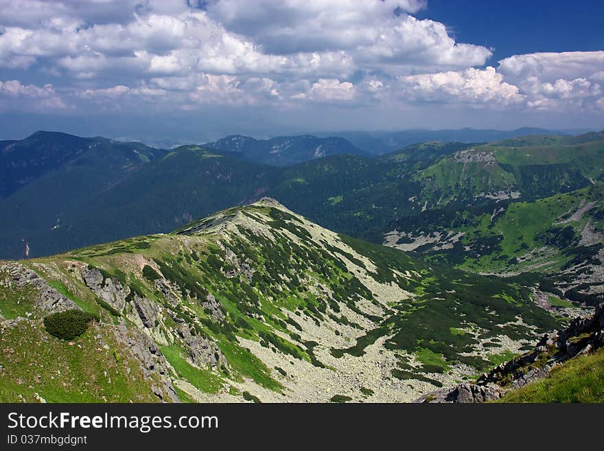 Summertime on an mountain hiking trail in the Low Tatras, Slovakia