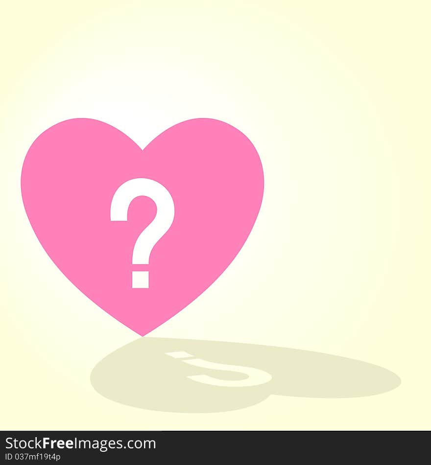 Stock illustration of a heart with question mark. Stock illustration of a heart with question mark