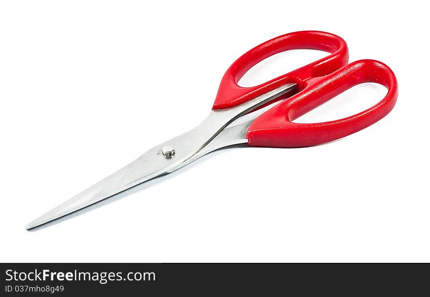 Red scissors isolated on white