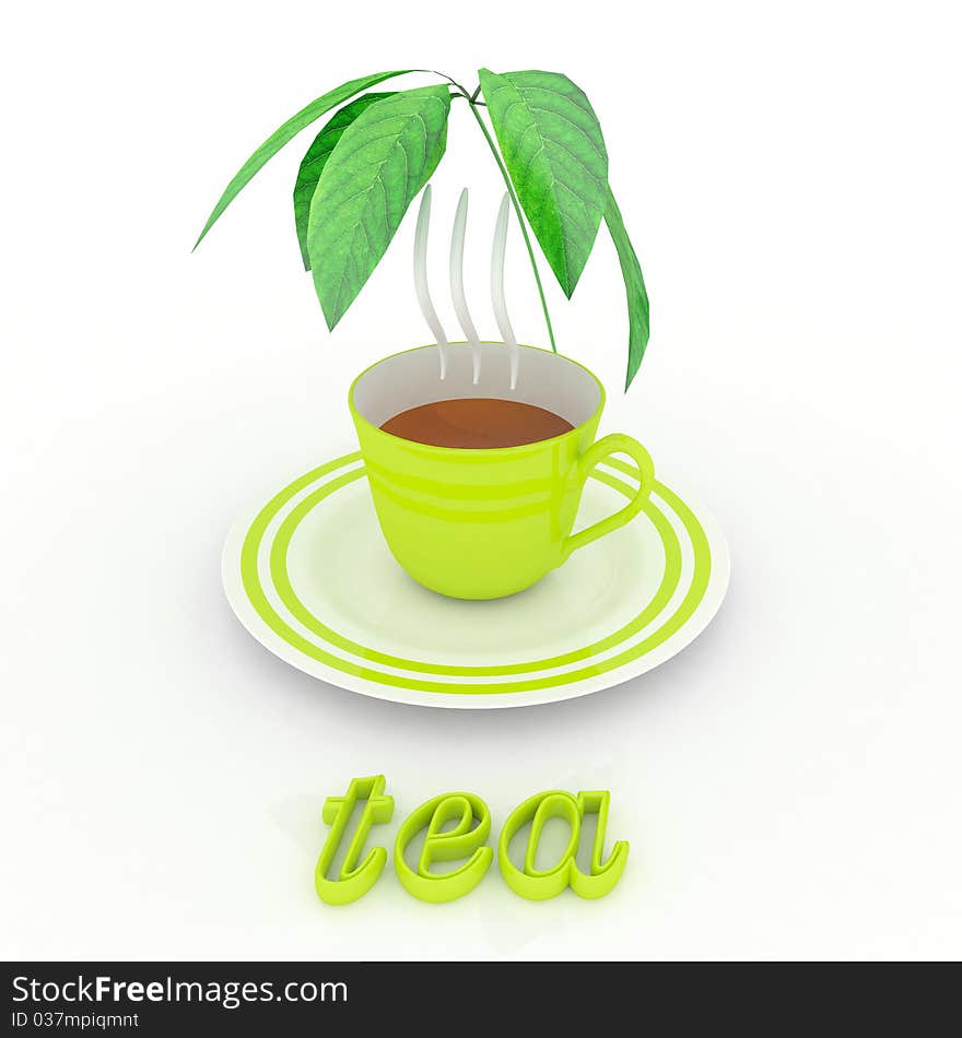 Green tea composition on a white