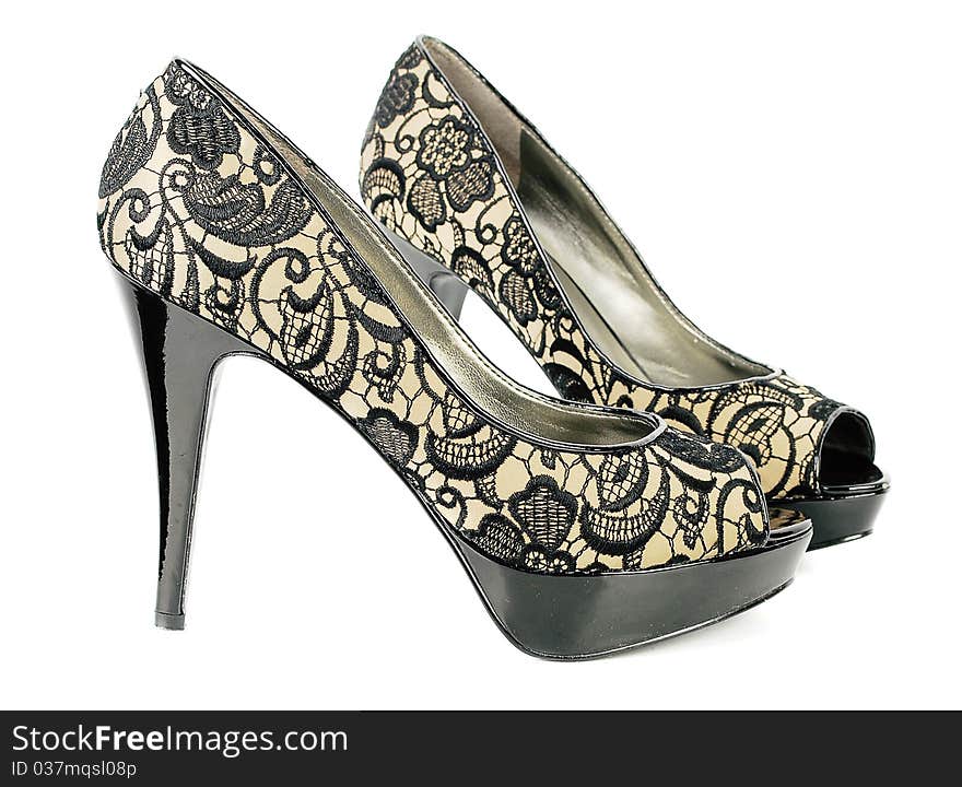 Veri nice modern woman glamor shoes isolated on the white background.