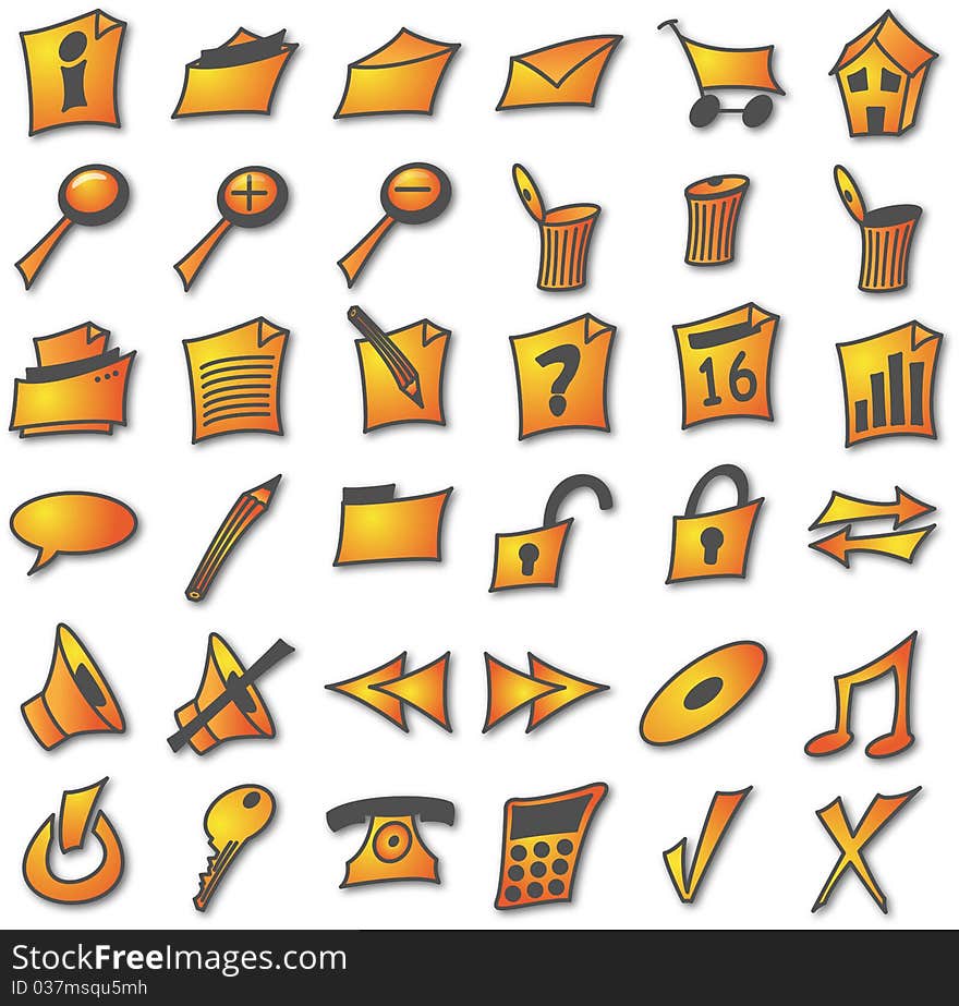 Set of 36 graphic web icons. Set of 36 graphic web icons