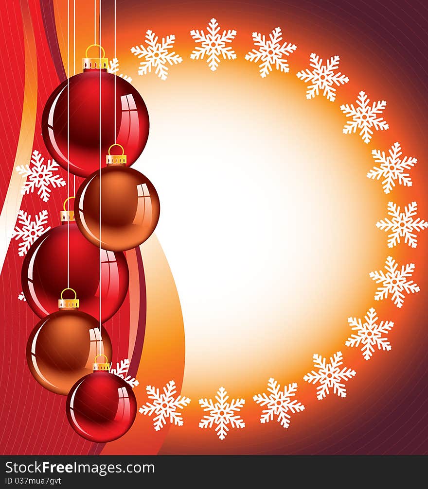 Bright Christmas decorations on the luminous background. Bright Christmas decorations on the luminous background