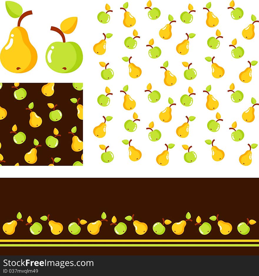 Pears and apples are green and yellow. Pears and apples are green and yellow