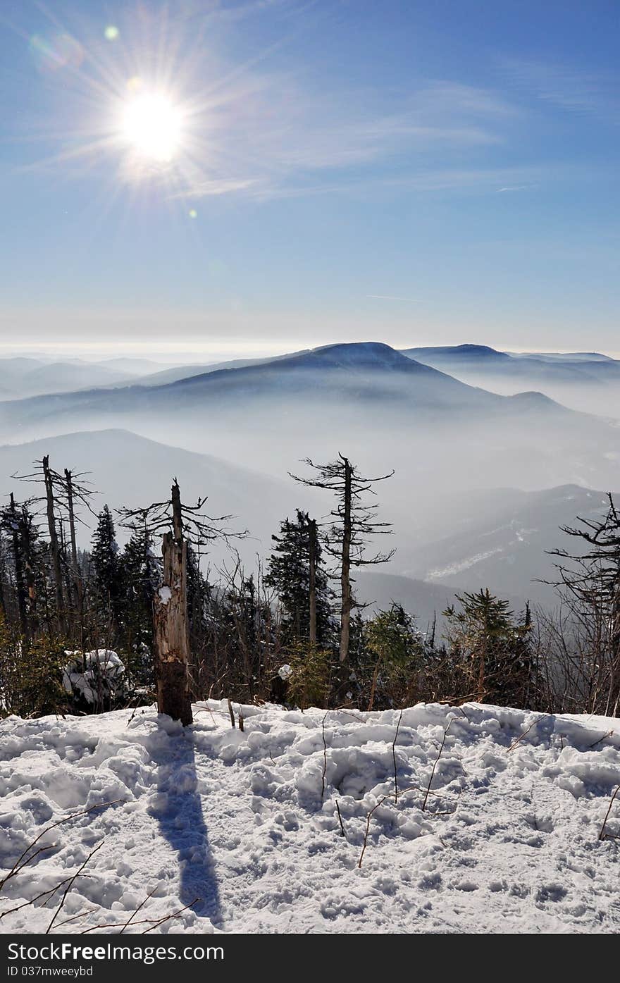 Misty fog in Beskydy mountains