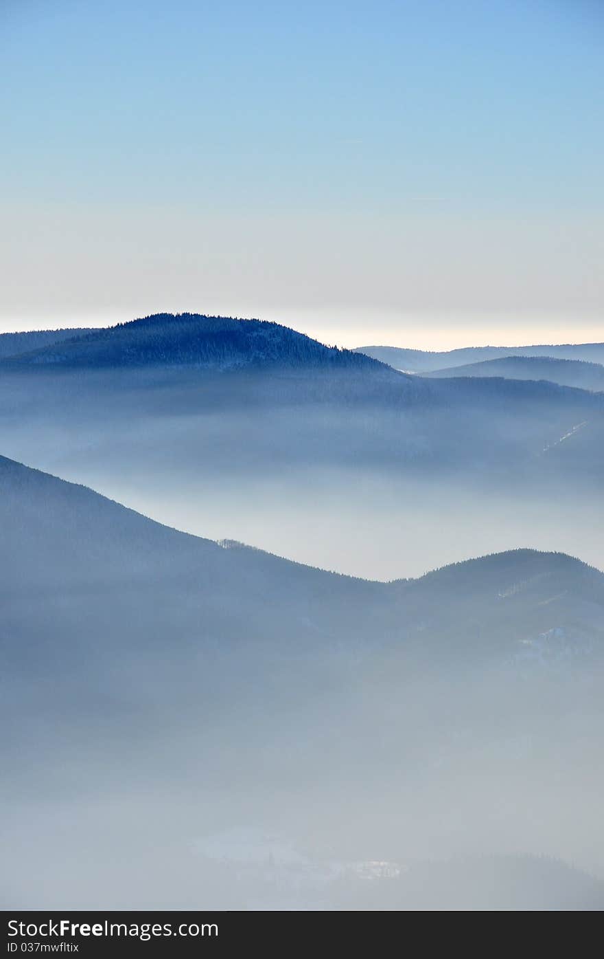 Misty fog in Beskydy mountains