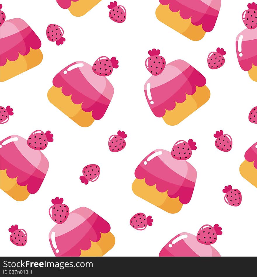 Background with a strawberry cake