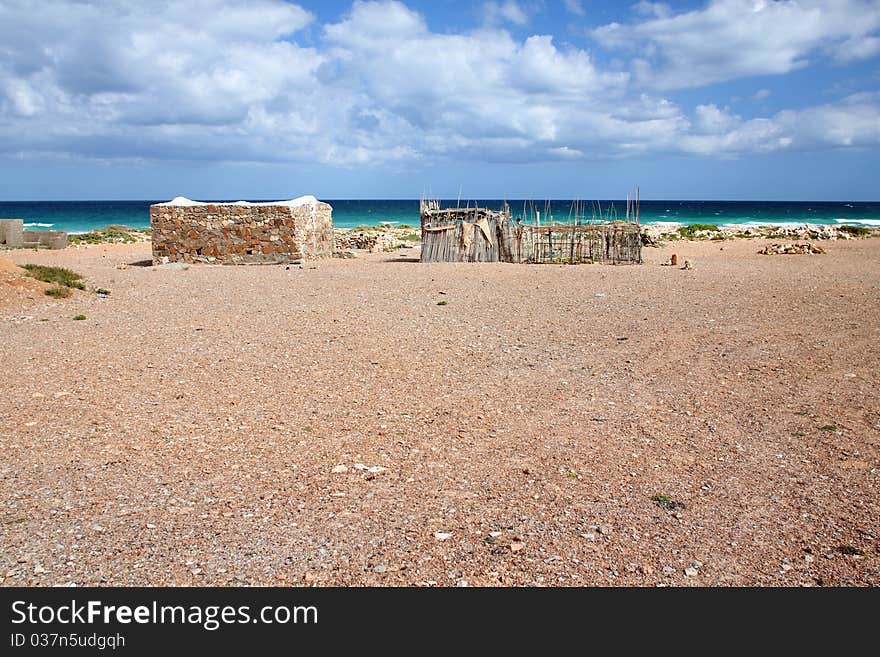 Fishing village on the shores of the ocean