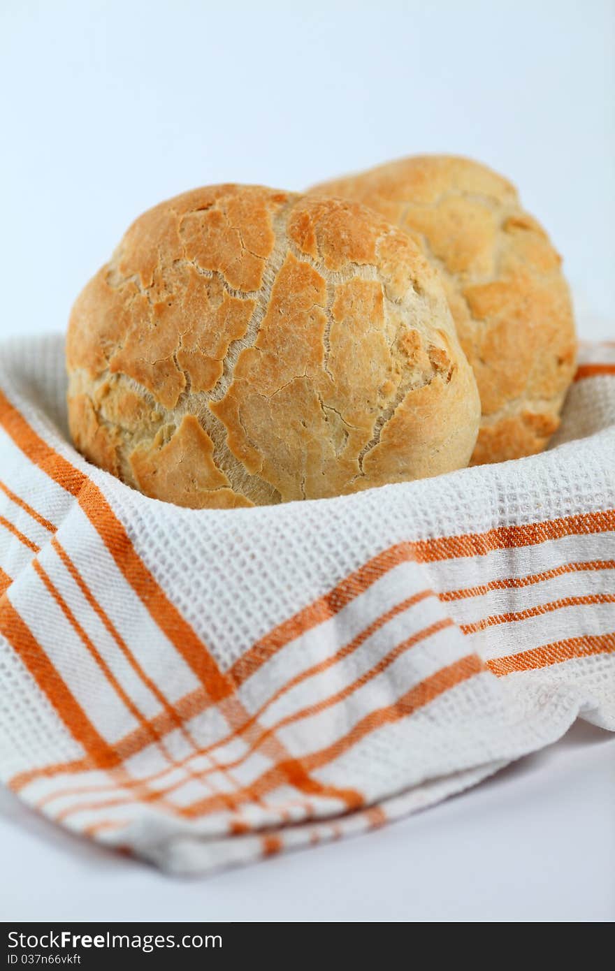 Home made bread in a light background on a basket