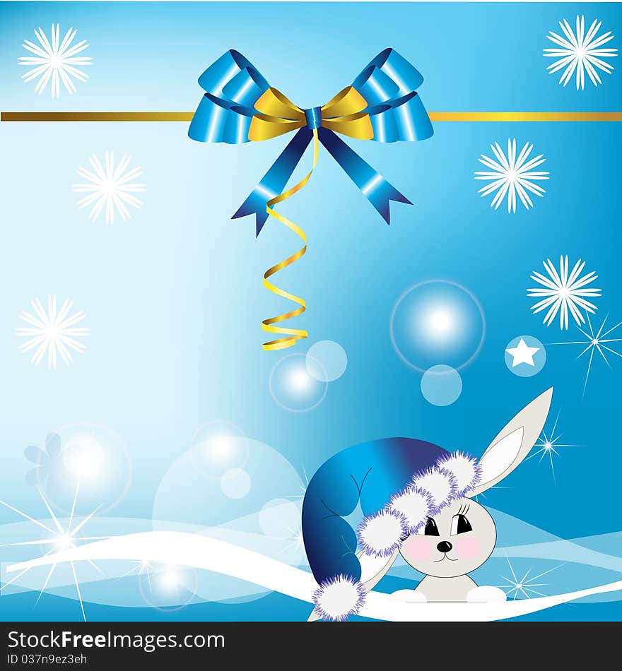 Christmas card with a rabbit