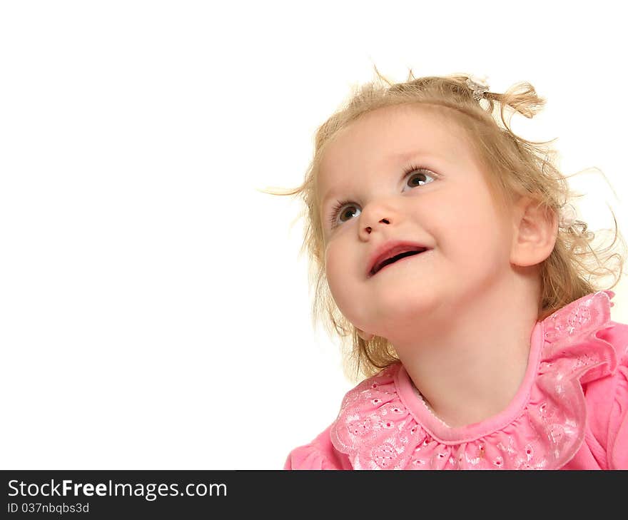 Cute little girl on white. Cute little girl on white