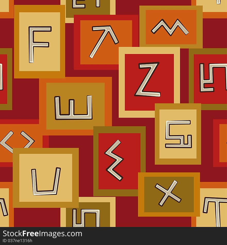 Abstract seamless pattern with African signs