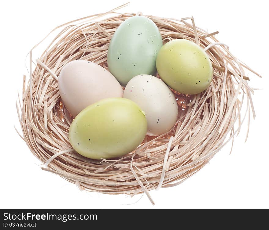 Colorful Eggs in Nest