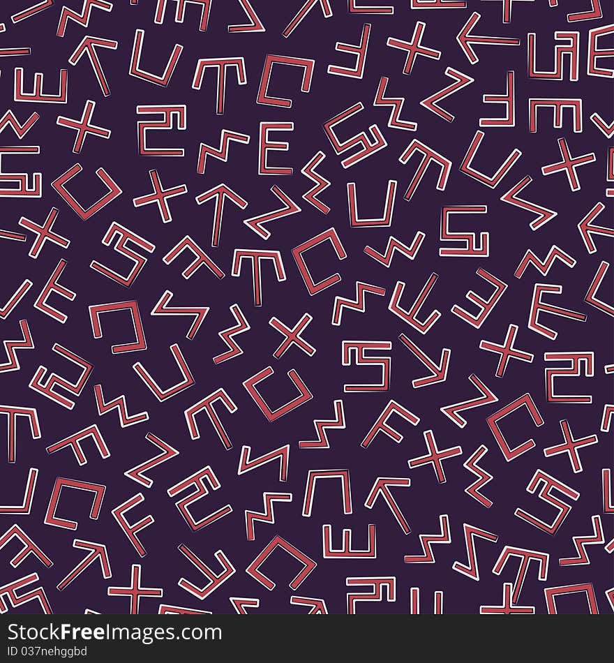 Abstract seamless pattern with abstract signs