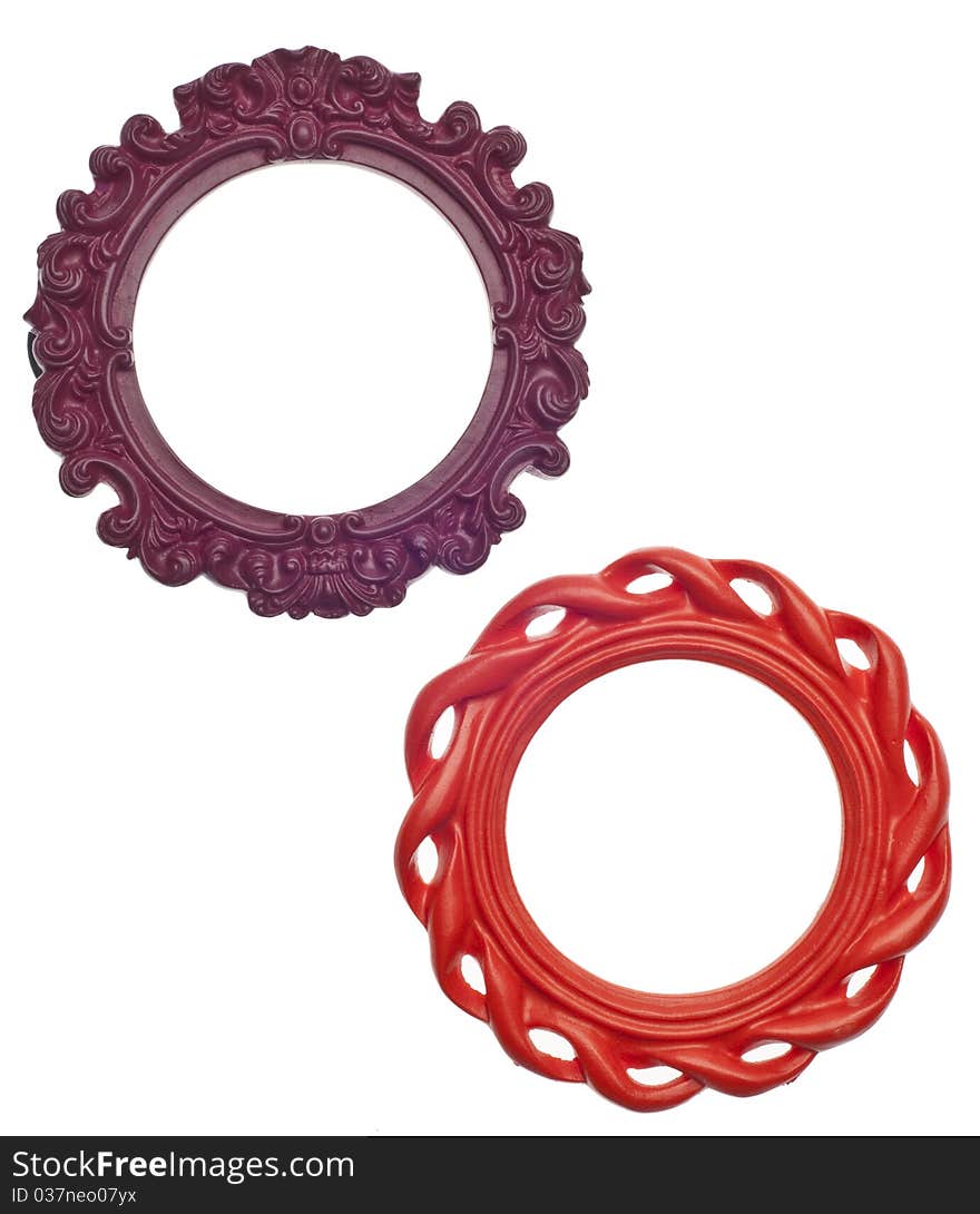 Pair Of Round Modern Vibrant Colored Empty Frames