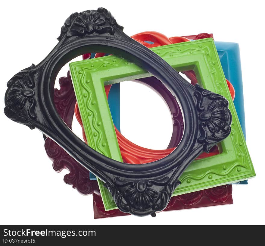 Modern Vibrant Colored Empty Frames Isolated on White with a Clipping Path.