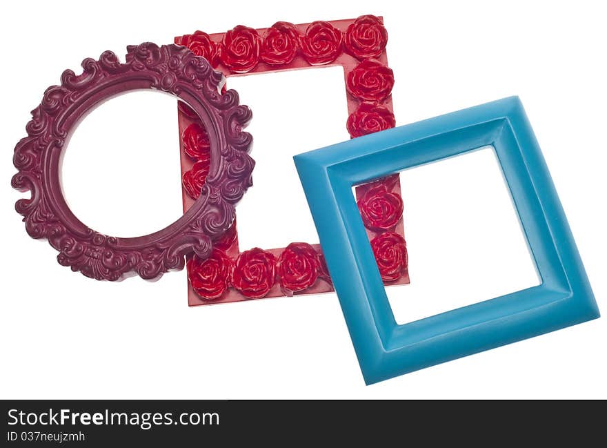 Modern Vibrant Colored Empty Frames Isolated on White with a Clipping Path.