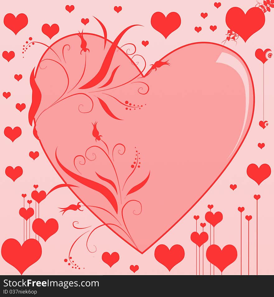 Valentines day background with hearts isolated on pink