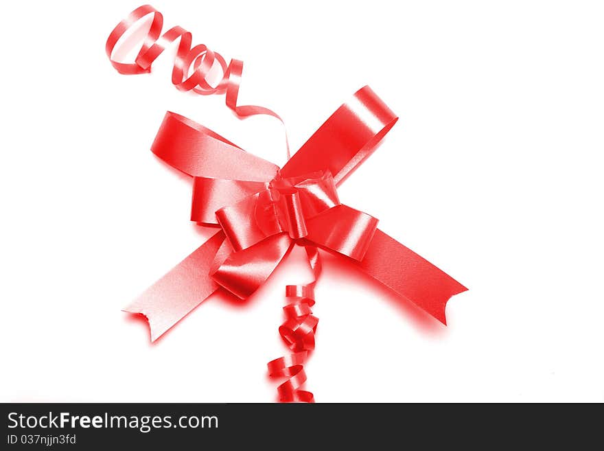 Red ribbon isolated on white background