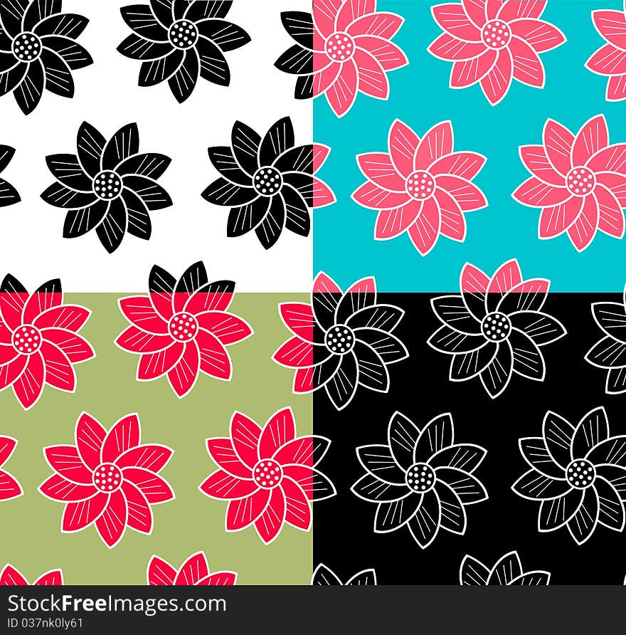 A set of four vector floral ornaments. A set of four vector floral ornaments