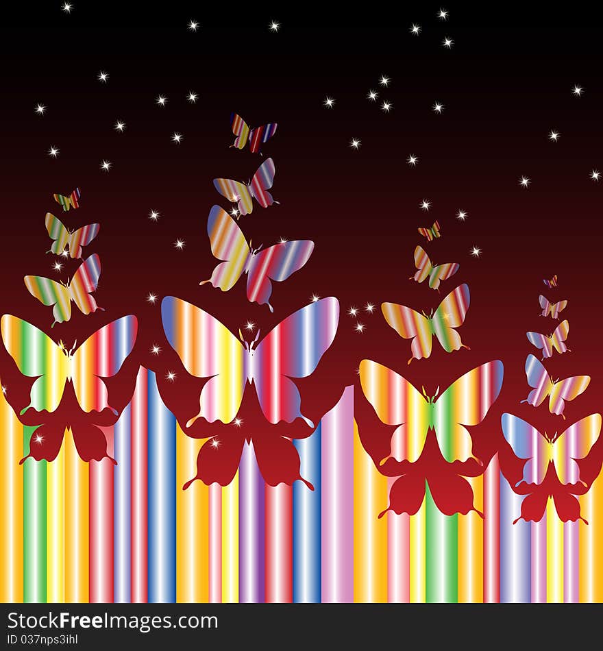 Abstract colourful background with butterflies. A .