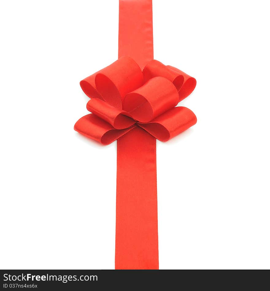 Red gift bow on a white background