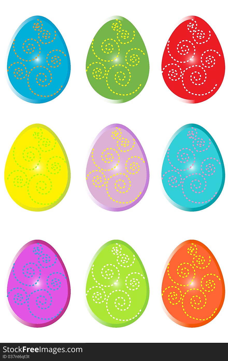 Easter Colorful Eggs Vector Illustration