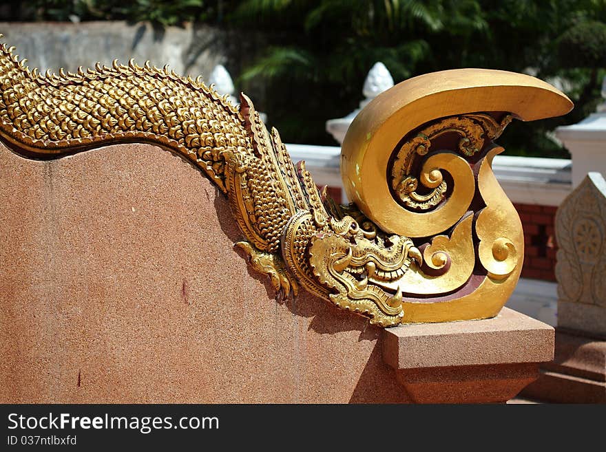 Thai ancient dragon statue in temple