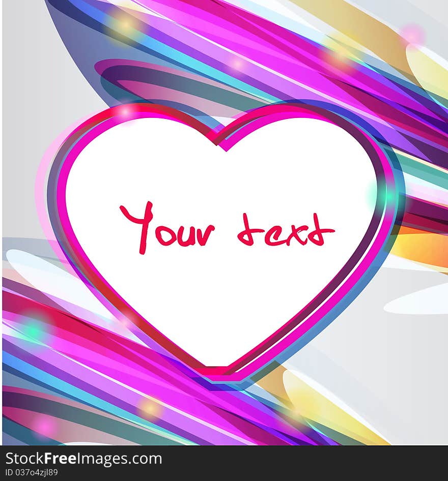 Beautiful abstract background with hearts and bright lines. Beautiful abstract background with hearts and bright lines